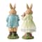 Glitzhome® 9.75" Easter Resin Bunny Couple with Coffee and Tulips Table Decor